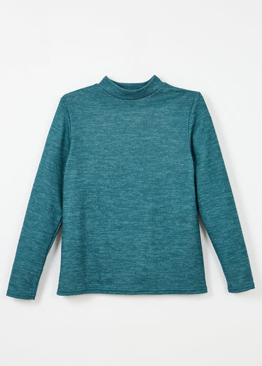 Sous-pull chaud court col montant Uni Vert Foret