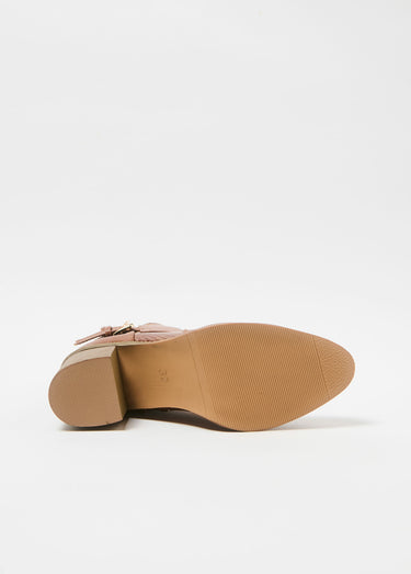 Boots à talon empiècement effet reptile Camel