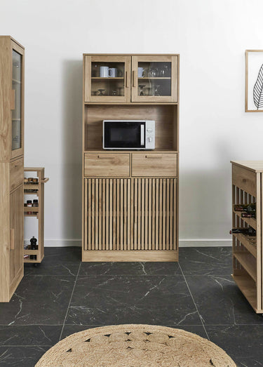 Buffet vaisselier en bois claustra Marron