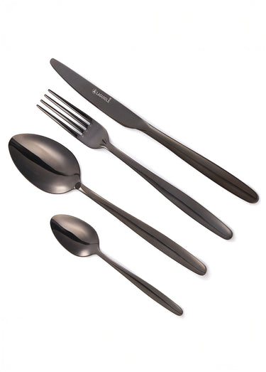 Ménagère 24 pièces inox foncé, Cléa Noir