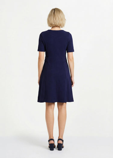 Robe évasée courte unie Marine