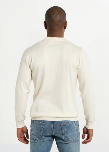 Pull col polo zippé, maille chevrons Blanc