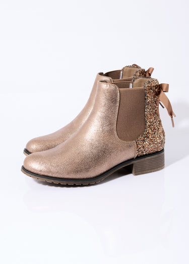 Boots Chelsea talon fantaisie avec nœud Taupe