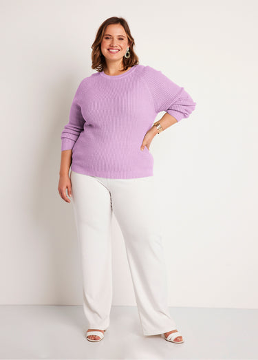 Pull maille brillante col rond Lilas