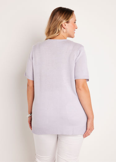 Pull-tunique long col V Argent