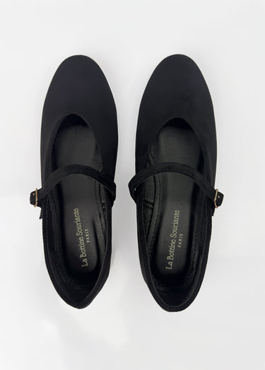 Ballerines babies plates façon cuir suédé Noir