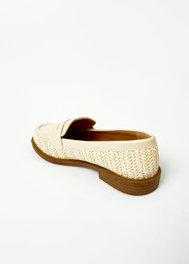 Mocassins effet natté métallisé avec patte Beige