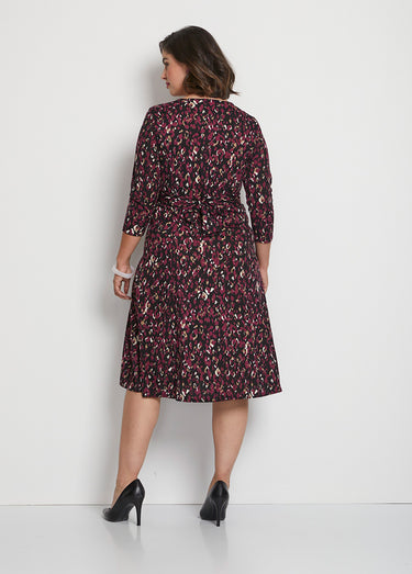 Robe courte cache-coeur en maille Imprime Prune