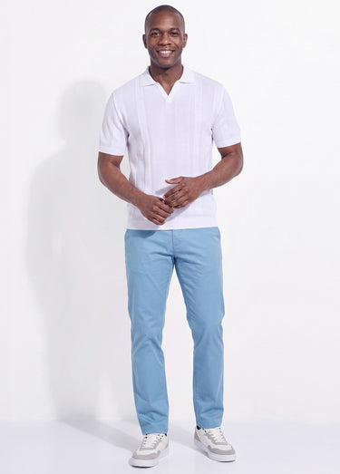 Pantalon chino droit toile coton stretch Bleu Ciel