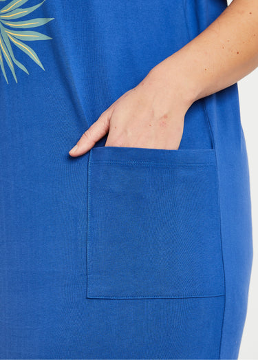 Robe de plage courte coton Bleu