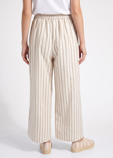 Pantalon large, rayures  métallisées Beige/Ecru