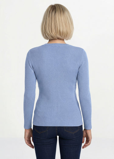 Pull chaud col rond laine mérinos Bleu