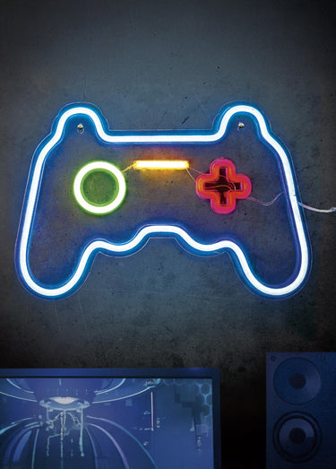 Lampe LED effet néon, manette jeu Rouge/Bleu