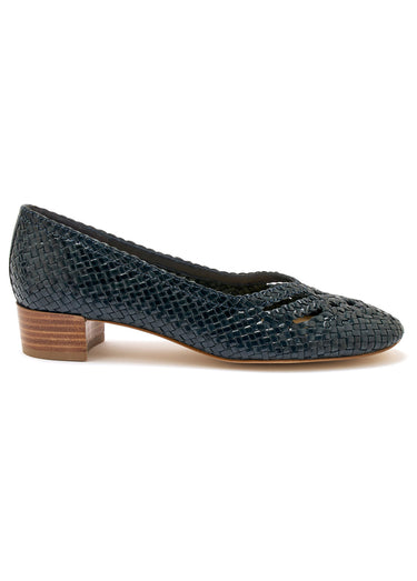 Escarpins cuir tressé largeur confort Marine