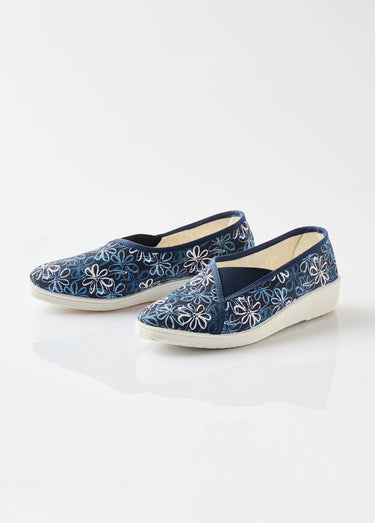 Chaussons ballerines élastiquée imprimées Marine