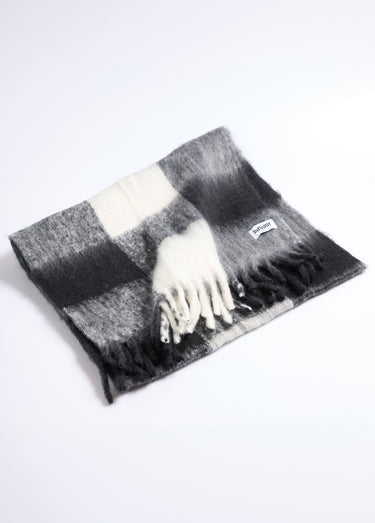 Écharpe chaude à carreaux avec franges Carreau Noir