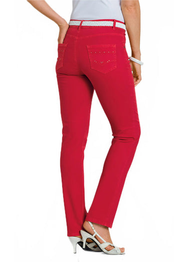 Le pantalon 5 poches brodé Carmin