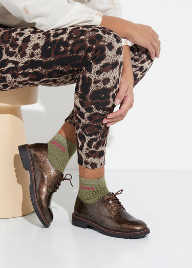 Derbies vernis tendance à lacets Bronze