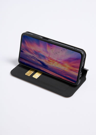 Étui aspect cuir pour Samsung A15 Noir