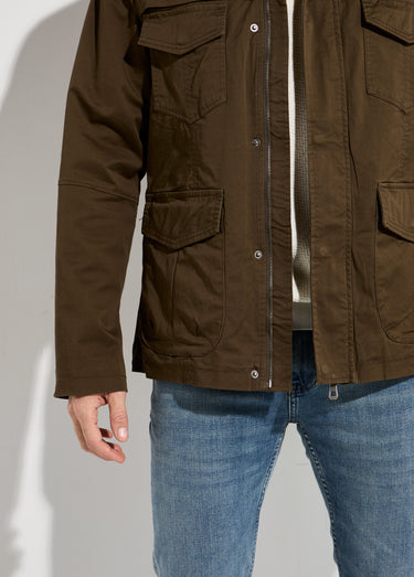 Veste casual multipoches col montant Kaki