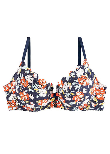 Soutien-gorge armatures, motif floral Imprime Marine