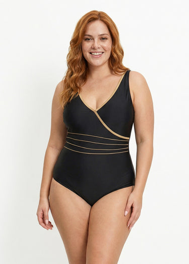 Maillot de bain 1 pièce forme cache cœur Noir