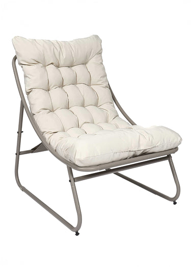 Fauteuil assise rembourrée et pied acier Beige