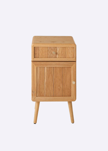 AVA Chevet porte + tiroir effet lamellé Bois Clair