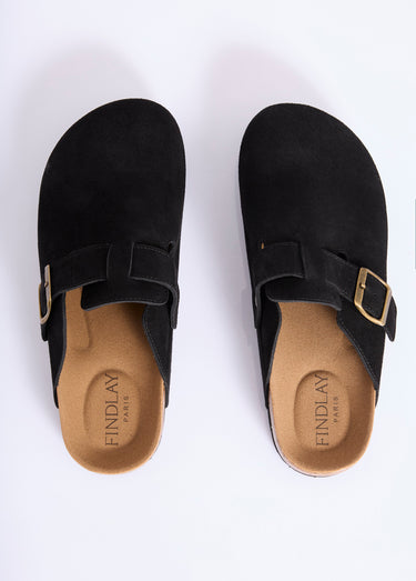 Mules sabots anatomiques en suédine Noir