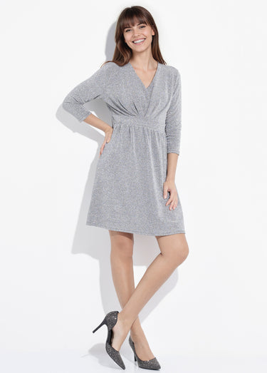 Robe courte chic en maille métallisée Argent