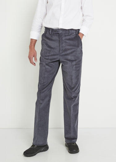 Pantalon droit ceinture élastiquée confort Velours Marine