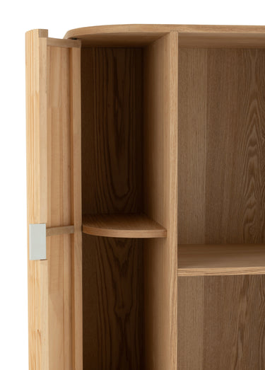 Etagère haute pin, avec portes arrondies Naturel