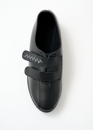 Derbies grande largeur scratchées cuir brodées Noir