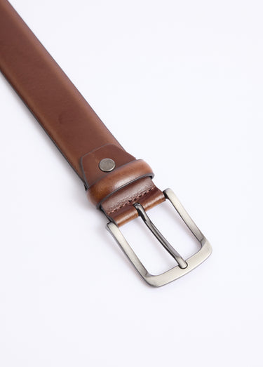 Ceinture cuir bords francs, boucle métal Marron