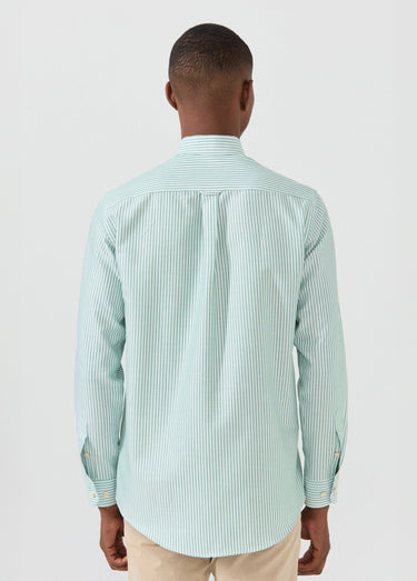 Chemise rayée manches longues col boutonné Vert Raye