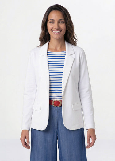 Veste droite boutonnée maille milano unie Blanc