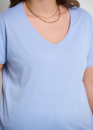 T-shirt maille pailletée manches courtes Ciel