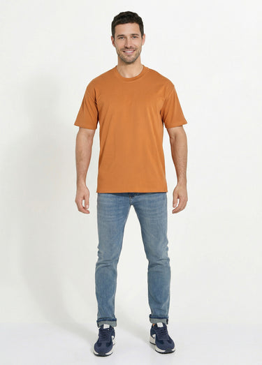 T-shirt pur coton avec col rond, Essentiel Orange