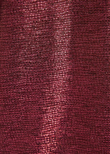 T-shirt mi long ample maille brillante col V Framboise