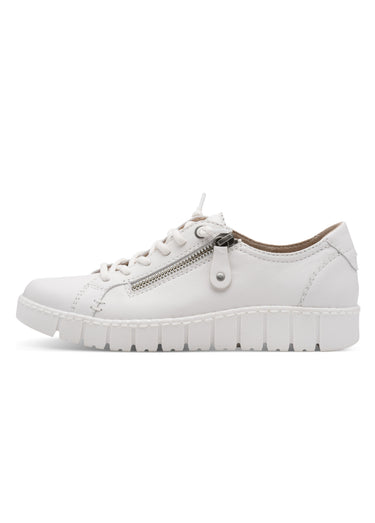 Baskets monochromes avec lacets et zip Blanc