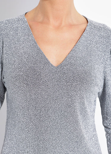 Tunique chic maille métallisée et col V Argent