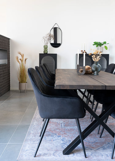 Fauteuils de salle à manger velours 4N Noir