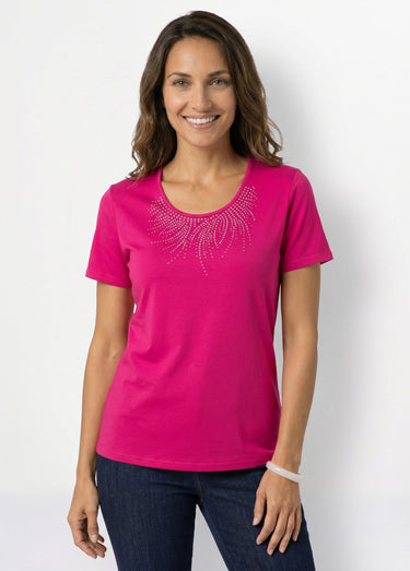 T-shirt court manches courtes Fuchsia