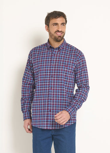 Chemise flanelle extensible à carreaux Carreaux Bleu