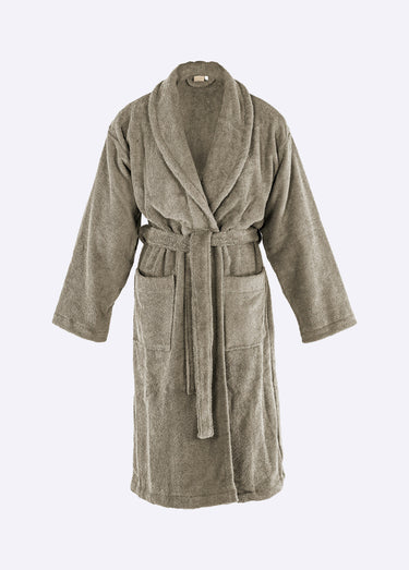 Peignoir long en éponge, avec col châle Taupe
