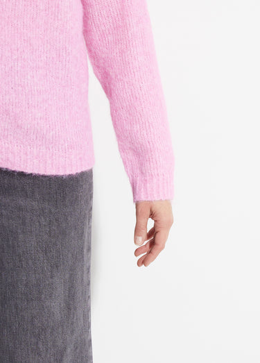 Gilet col rond en maille avec laine Rose