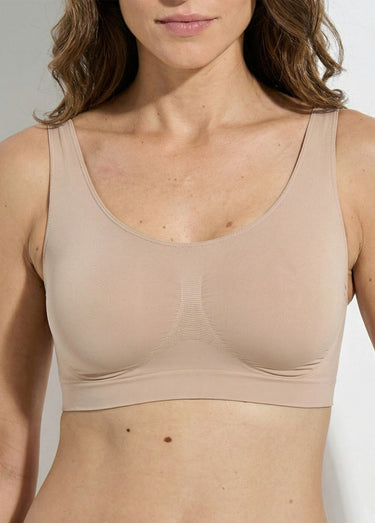 Brassière extensible sans coutures devant Beige