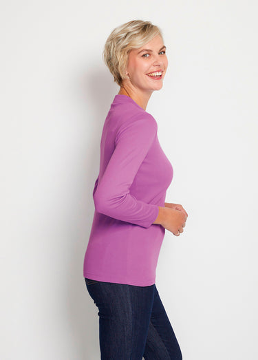 Sous-pull long souple maille douce Uni Cassis