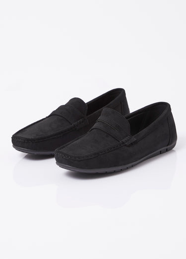 Mocassins suédine, semelle antidérapante Noir