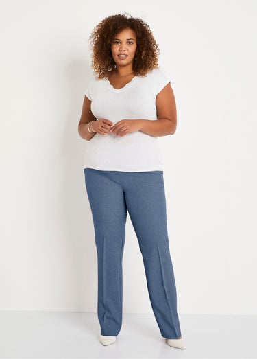 Pantalon droit ceinture semi-élastiquée Indigo